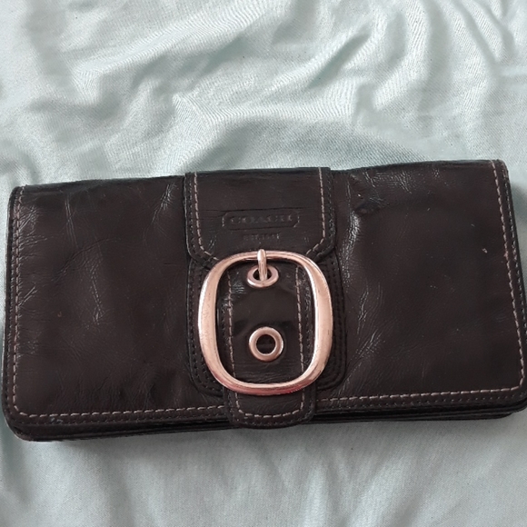 Coach Handbags - Coach Black Bleeker Leather Buckle Wallet